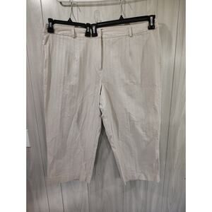 Briggs New York Women's Beige Striped Wide Leg Pants Plus Size 22W 100% Cotton